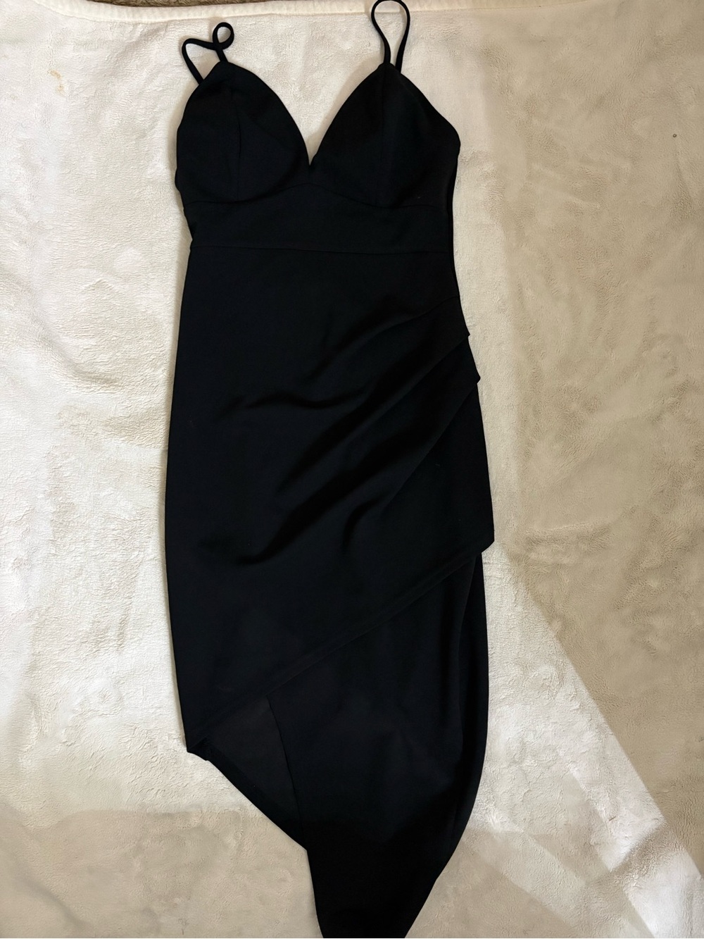 privy Black Spaghetti Strap Asymmetric Hem Dress